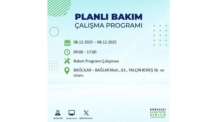 8 ARALIK 2025 İSTANBUL AYEDAŞ-BEDAŞ ELEKTRİK KESİNTİSİ: İstanbulda Elektrik Kesintisi Ne Zaman Bitecek, Elektrikler Ne Zaman Gelecek Bağcılar, Sarıyer, Esenyurt...