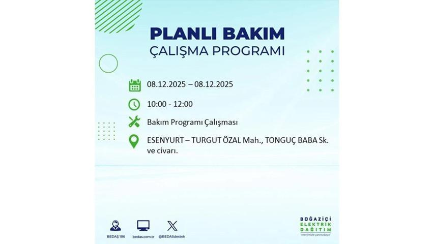 8 ARALIK 2025 İSTANBUL AYEDAŞ-BEDAŞ ELEKTRİK KESİNTİSİ: İstanbulda Elektrik Kesintisi Ne Zaman Bitecek, Elektrikler Ne Zaman Gelecek Bağcılar, Sarıyer, Esenyurt...