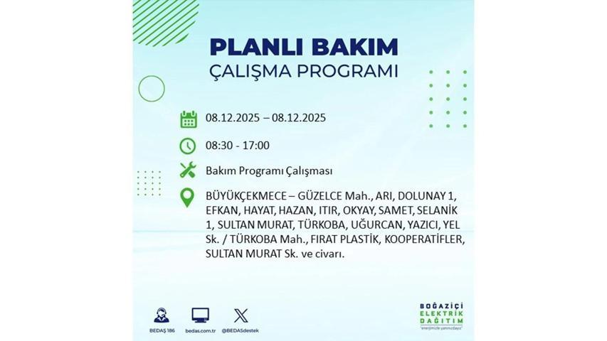 8 ARALIK 2025 İSTANBUL AYEDAŞ-BEDAŞ ELEKTRİK KESİNTİSİ: İstanbulda Elektrik Kesintisi Ne Zaman Bitecek, Elektrikler Ne Zaman Gelecek Bağcılar, Sarıyer, Esenyurt...