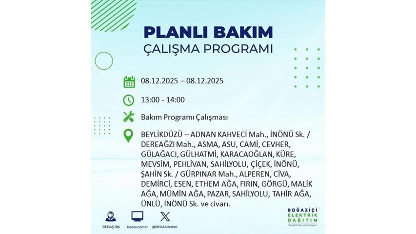 8 ARALIK 2025 İSTANBUL AYEDAŞ-BEDAŞ ELEKTRİK KESİNTİSİ: İstanbulda Elektrik Kesintisi Ne Zaman Bitecek, Elektrikler Ne Zaman Gelecek Bağcılar, Sarıyer, Esenyurt...