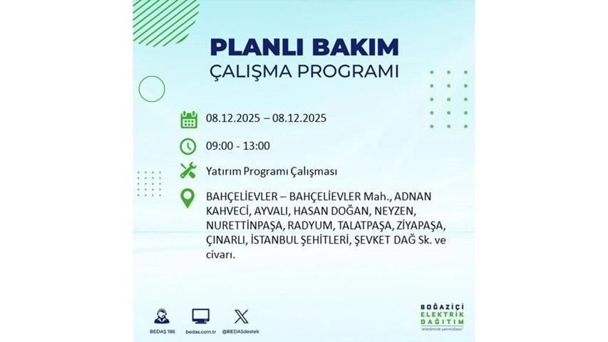 8 ARALIK 2025 İSTANBUL AYEDAŞ-BEDAŞ ELEKTRİK KESİNTİSİ: İstanbulda Elektrik Kesintisi Ne Zaman Bitecek, Elektrikler Ne Zaman Gelecek Bağcılar, Sarıyer, Esenyurt...