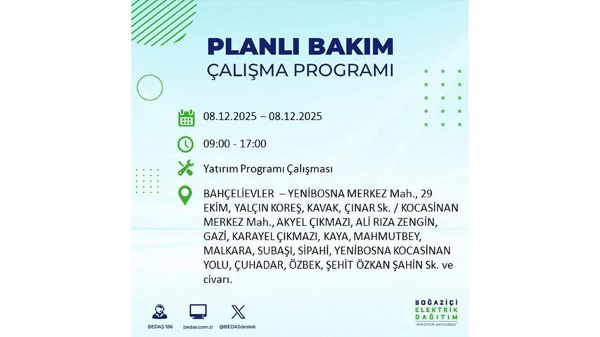 8 ARALIK 2025 İSTANBUL AYEDAŞ-BEDAŞ ELEKTRİK KESİNTİSİ: İstanbulda Elektrik Kesintisi Ne Zaman Bitecek, Elektrikler Ne Zaman Gelecek Bağcılar, Sarıyer, Esenyurt...