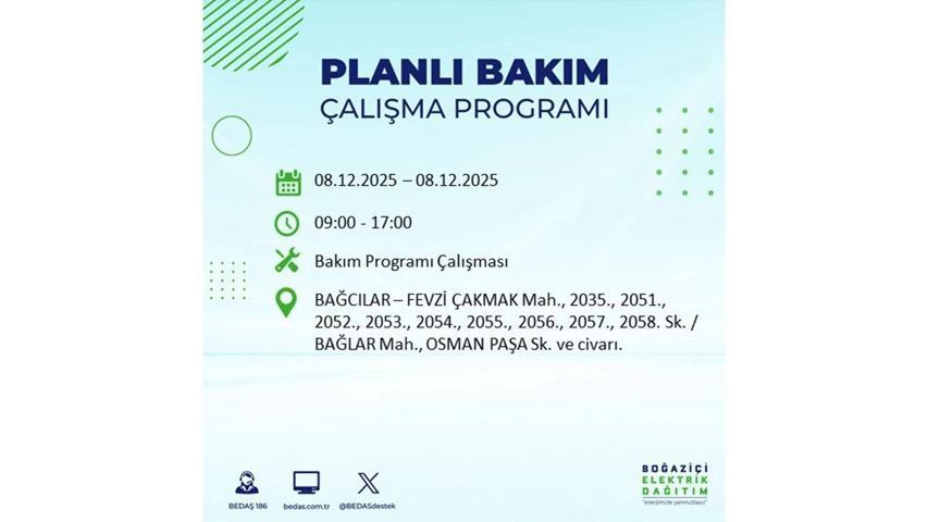 8 ARALIK 2025 İSTANBUL AYEDAŞ-BEDAŞ ELEKTRİK KESİNTİSİ: İstanbulda Elektrik Kesintisi Ne Zaman Bitecek, Elektrikler Ne Zaman Gelecek Bağcılar, Sarıyer, Esenyurt...