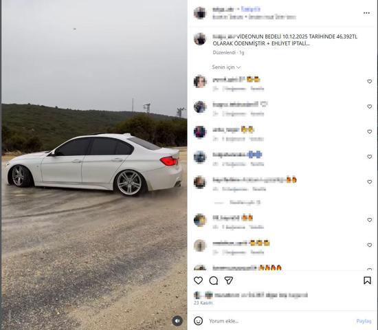 Drift yaptığı videoyu paylaşan sürücüye ceza
