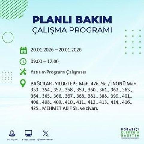 20 OCAK İSTANBUL ELEKTRİK KESİNTİSİ BEDAŞ: İstanbul elektrik kesintisi ne kadar sürecek Kesintiden hangi ilçeler etkilenecek