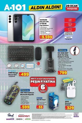 A101 29 Ocak Aktüel Ürünler Kataloğu A101de gelecek hafta neler var Spor malzemeleri, telefon, televizyon, beyaz eşya A101de...