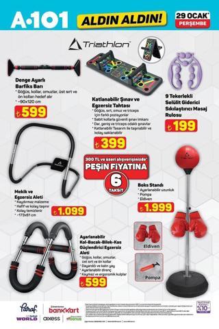A101 29 Ocak Aktüel Ürünler Kataloğu A101de gelecek hafta neler var Spor malzemeleri, telefon, televizyon, beyaz eşya A101de...