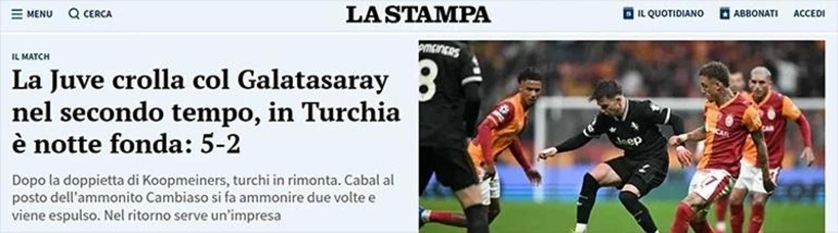 Galatasarayın Juventus galibiyeti, İtalyan basınına böyle yansıdı: Tarihi bir rezalet