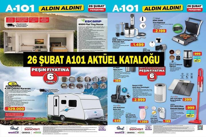 26 Şubat A101 Aktüel Kataloğu Yayında A101 Bu Hafta Ne Getiriyor Tiny House, Motosiklet, TV ve Mutfak Ürünlerinde Büyük Kampanya 26 Şubat Perşembe Aldın Aldın İndirimi Yine Dolu Dolu