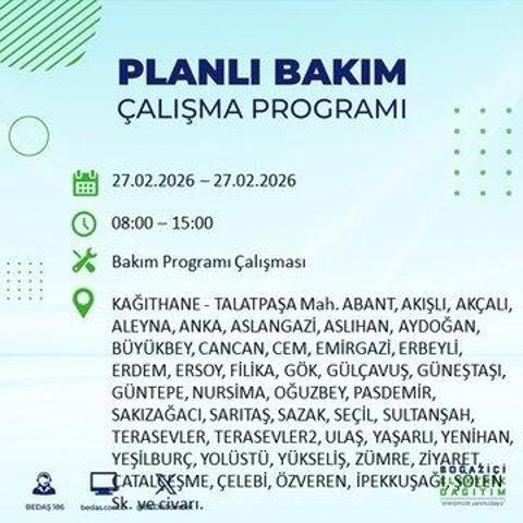 27 ŞUBAT İSTANBUL ELEKTRİK KESİNTİSİ İstanbulda 6-8 Saat Elektrik Kesintisi Yaşanacak BEDAŞ Duyurdu: İşte Etkilenecek İlçeler...
