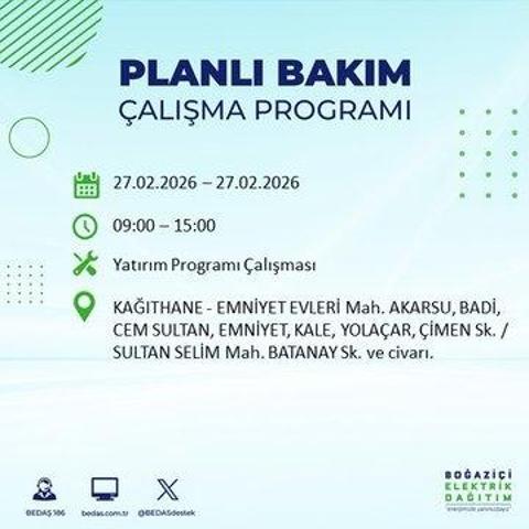 27 ŞUBAT İSTANBUL ELEKTRİK KESİNTİSİ İstanbulda 6-8 Saat Elektrik Kesintisi Yaşanacak BEDAŞ Duyurdu: İşte Etkilenecek İlçeler...