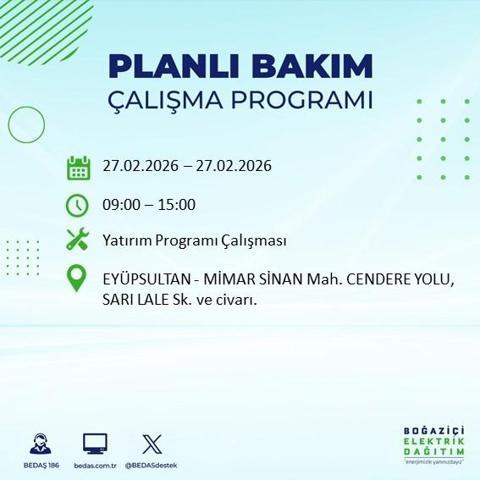 27 ŞUBAT İSTANBUL ELEKTRİK KESİNTİSİ İstanbulda 6-8 Saat Elektrik Kesintisi Yaşanacak BEDAŞ Duyurdu: İşte Etkilenecek İlçeler...