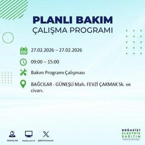 27 ŞUBAT İSTANBUL ELEKTRİK KESİNTİSİ İstanbulda 6-8 Saat Elektrik Kesintisi Yaşanacak BEDAŞ Duyurdu: İşte Etkilenecek İlçeler...