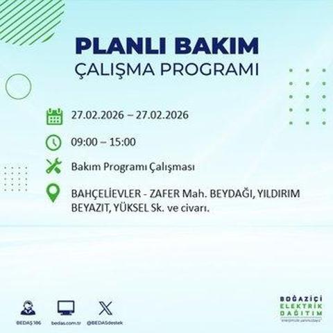 27 ŞUBAT İSTANBUL ELEKTRİK KESİNTİSİ İstanbulda 6-8 Saat Elektrik Kesintisi Yaşanacak BEDAŞ Duyurdu: İşte Etkilenecek İlçeler...