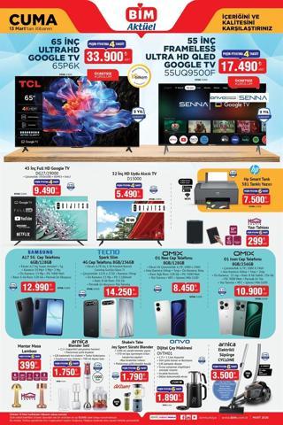 BİM 13 MART AKTÜEL KATALOĞU: BİM Cuma İndirimli Aktüel Ürünler Neler Cep Telefonu, Sürahi Blender, Tanklı Yazıcı, Dijital Çay Makinesi, Mantar Masa Lambası Yarın Satışta...