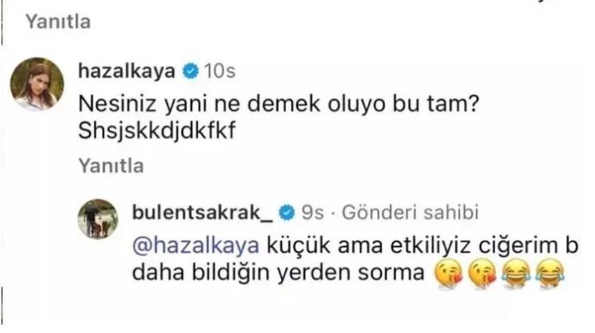 Hazal Kaya’dan Bülent Şakrak’a esprili gönderme: “Ne demek oluyor bu”