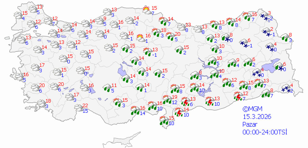 Dikkat Meteoroloji haritayı güncelledi: 19 il için alarm verildi Kar ve sağanak geri dönüyor