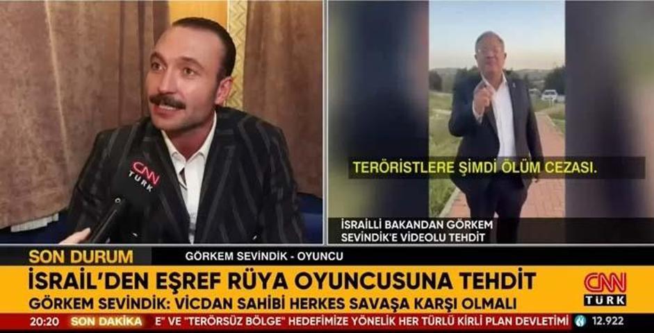 Bakan Ersoydan İsrailin idam yasasına tepki gösteren oyuncu Görkem Sevindike destek