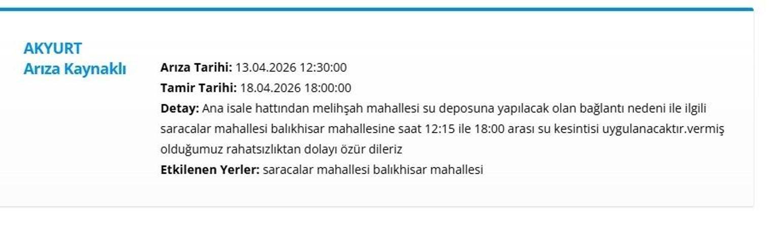 ASKİ ANKARA SU KESİNTİSİ: 13 Nisan Ankara su kesintisi ne zaman bitecek Ankarada sular ne zaman gelecek
