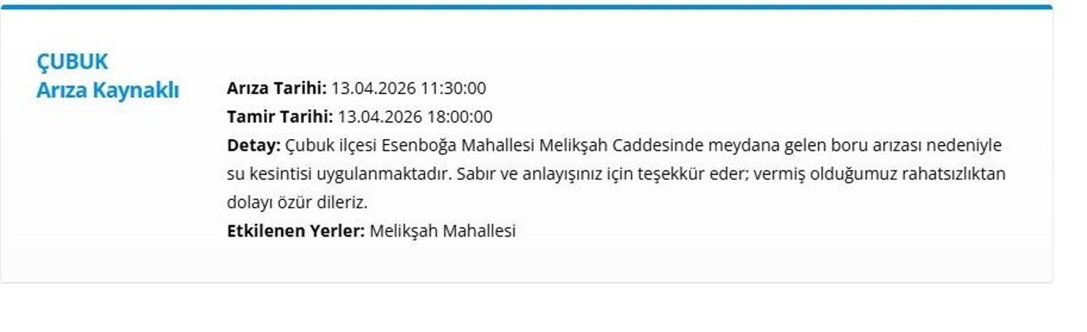 ASKİ ANKARA SU KESİNTİSİ: 13 Nisan Ankara su kesintisi ne zaman bitecek Ankarada sular ne zaman gelecek