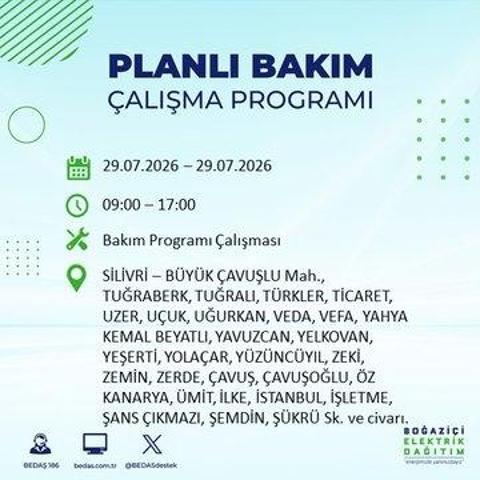İSTANBUL ELEKTRİK KESİNTİSİ 29 TEMMUZ 2026 BEDAŞ Duyurdu: Hangi İlçelerde Elektrikler Kesilecek 19 İlçe İçin Kritik Duyuru...