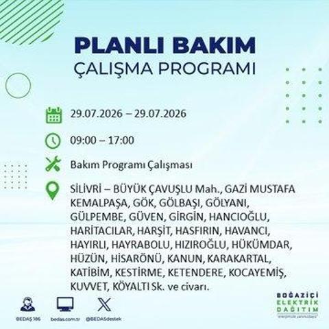 İSTANBUL ELEKTRİK KESİNTİSİ 29 TEMMUZ 2026 BEDAŞ Duyurdu: Hangi İlçelerde Elektrikler Kesilecek 19 İlçe İçin Kritik Duyuru...