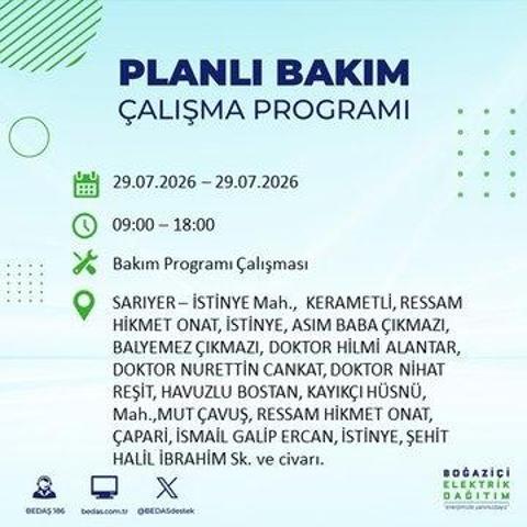 İSTANBUL ELEKTRİK KESİNTİSİ 29 TEMMUZ 2026 BEDAŞ Duyurdu: Hangi İlçelerde Elektrikler Kesilecek 19 İlçe İçin Kritik Duyuru...
