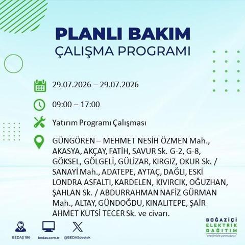 İSTANBUL ELEKTRİK KESİNTİSİ 29 TEMMUZ 2026 BEDAŞ Duyurdu: Hangi İlçelerde Elektrikler Kesilecek 19 İlçe İçin Kritik Duyuru...