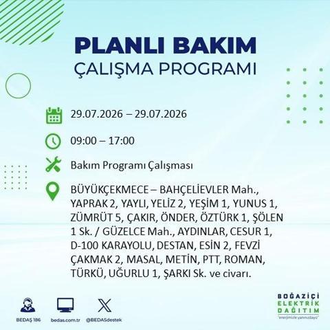 İSTANBUL ELEKTRİK KESİNTİSİ 29 TEMMUZ 2026 BEDAŞ Duyurdu: Hangi İlçelerde Elektrikler Kesilecek 19 İlçe İçin Kritik Duyuru...