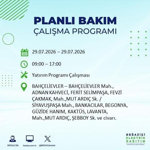 İSTANBUL ELEKTRİK KESİNTİSİ 29 TEMMUZ 2026 BEDAŞ Duyurdu: Hangi İlçelerde Elektrikler Kesilecek 19 İlçe İçin Kritik Duyuru...