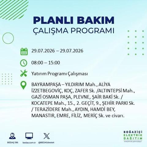 İSTANBUL ELEKTRİK KESİNTİSİ 29 TEMMUZ 2026 BEDAŞ Duyurdu: Hangi İlçelerde Elektrikler Kesilecek 19 İlçe İçin Kritik Duyuru...