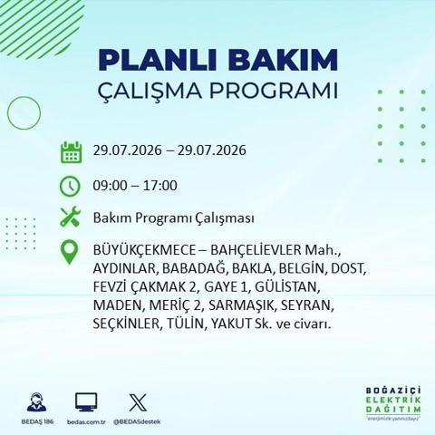 İSTANBUL ELEKTRİK KESİNTİSİ 29 TEMMUZ 2026 BEDAŞ Duyurdu: Hangi İlçelerde Elektrikler Kesilecek 19 İlçe İçin Kritik Duyuru...