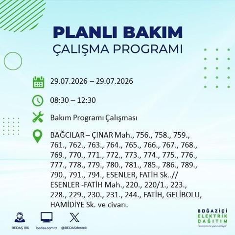 İSTANBUL ELEKTRİK KESİNTİSİ 29 TEMMUZ 2026 BEDAŞ Duyurdu: Hangi İlçelerde Elektrikler Kesilecek 19 İlçe İçin Kritik Duyuru...
