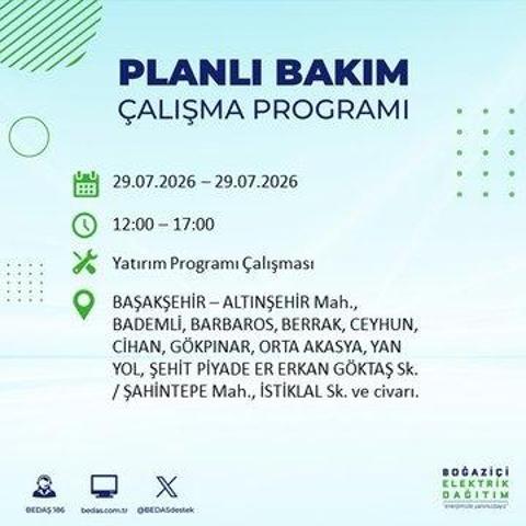 İSTANBUL ELEKTRİK KESİNTİSİ 29 TEMMUZ 2026 BEDAŞ Duyurdu: Hangi İlçelerde Elektrikler Kesilecek 19 İlçe İçin Kritik Duyuru...