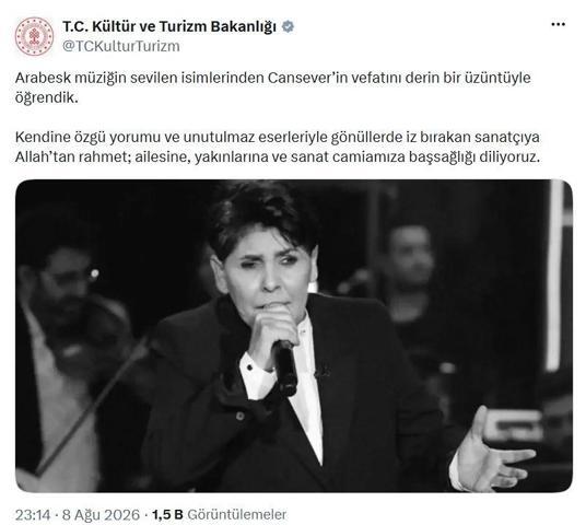 SON DAKİKA HABERİ: Cansever hayatını kaybetti Kültür ve Turizm Bakanlığından taziye mesajı