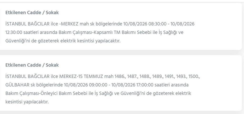 10 AĞUSTOS İSTANBUL ELEKTRİK KESİNTİSİ: İstanbul’da elektrikler ne zaman gelecek 22 ilçede 9 saatlik BEDAŞ kesinti programı