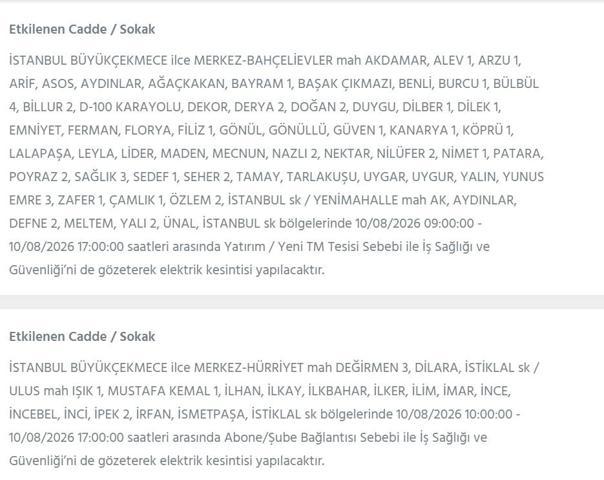 10 AĞUSTOS İSTANBUL ELEKTRİK KESİNTİSİ: İstanbul’da elektrikler ne zaman gelecek 22 ilçede 9 saatlik BEDAŞ kesinti programı
