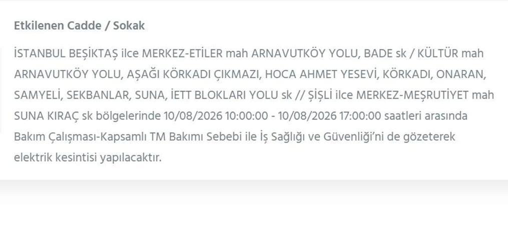 10 AĞUSTOS İSTANBUL ELEKTRİK KESİNTİSİ: İstanbul’da elektrikler ne zaman gelecek 22 ilçede 9 saatlik BEDAŞ kesinti programı