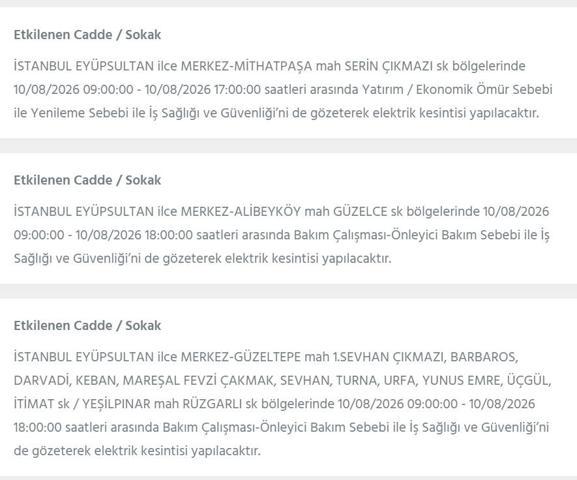 10 AĞUSTOS İSTANBUL ELEKTRİK KESİNTİSİ: İstanbul’da elektrikler ne zaman gelecek 22 ilçede 9 saatlik BEDAŞ kesinti programı