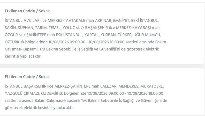 10 AĞUSTOS İSTANBUL ELEKTRİK KESİNTİSİ: İstanbul’da elektrikler ne zaman gelecek 22 ilçede 9 saatlik BEDAŞ kesinti programı