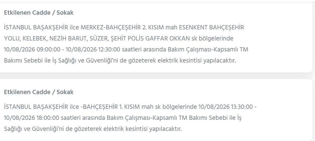 10 AĞUSTOS İSTANBUL ELEKTRİK KESİNTİSİ: İstanbul’da elektrikler ne zaman gelecek 22 ilçede 9 saatlik BEDAŞ kesinti programı