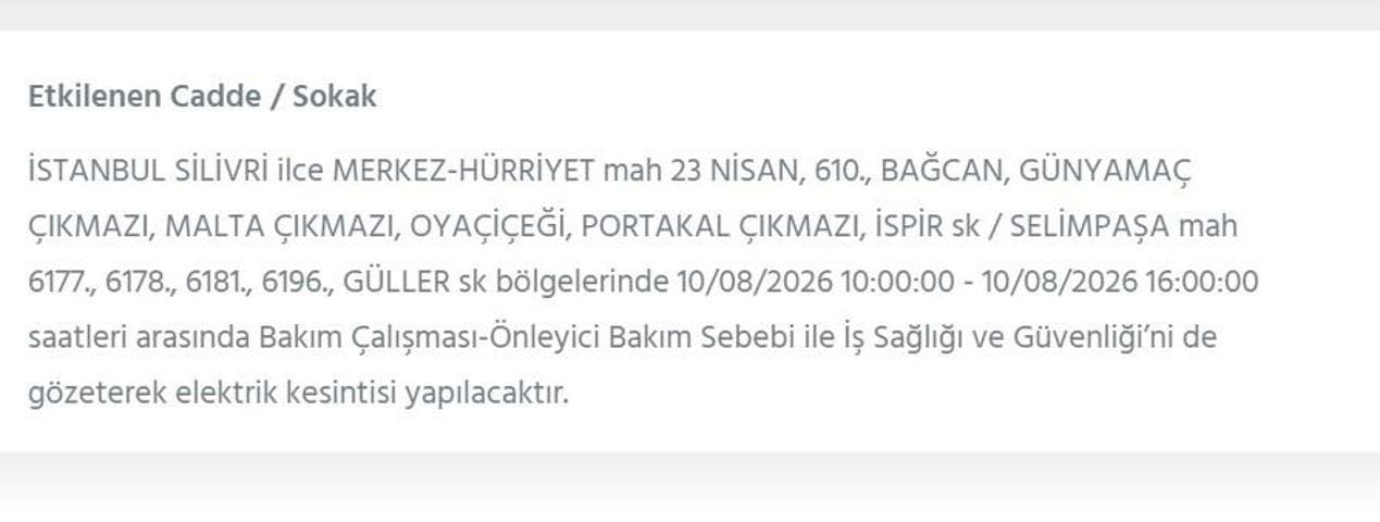 10 AĞUSTOS İSTANBUL ELEKTRİK KESİNTİSİ: İstanbul’da elektrikler ne zaman gelecek 22 ilçede 9 saatlik BEDAŞ kesinti programı