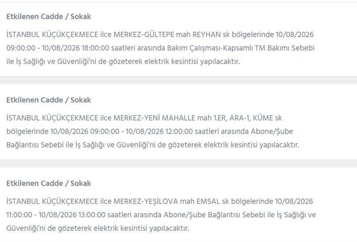 10 AĞUSTOS İSTANBUL ELEKTRİK KESİNTİSİ: İstanbul’da elektrikler ne zaman gelecek 22 ilçede 9 saatlik BEDAŞ kesinti programı