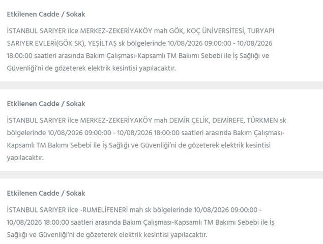 10 AĞUSTOS İSTANBUL ELEKTRİK KESİNTİSİ: İstanbul’da elektrikler ne zaman gelecek 22 ilçede 9 saatlik BEDAŞ kesinti programı