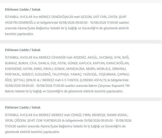 10 AĞUSTOS İSTANBUL ELEKTRİK KESİNTİSİ: İstanbul’da elektrikler ne zaman gelecek 22 ilçede 9 saatlik BEDAŞ kesinti programı