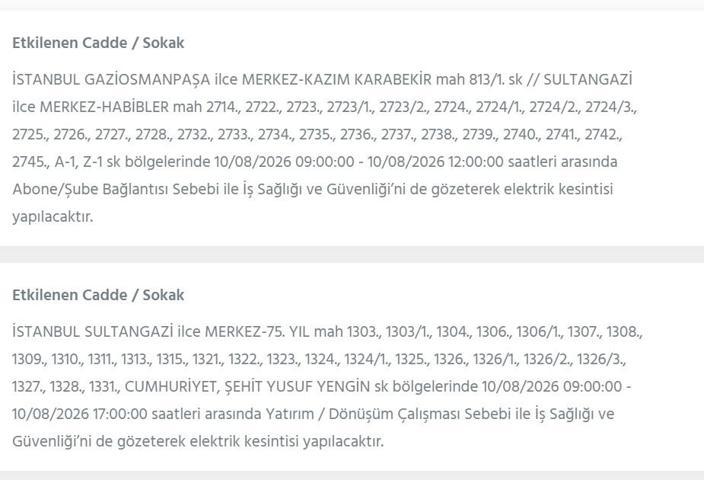 10 AĞUSTOS İSTANBUL ELEKTRİK KESİNTİSİ: İstanbul’da elektrikler ne zaman gelecek 22 ilçede 9 saatlik BEDAŞ kesinti programı