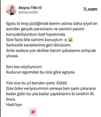 Aleyna Tilki’den Hayranlarına Sert Çıkış: “Kudurun Egomdan”