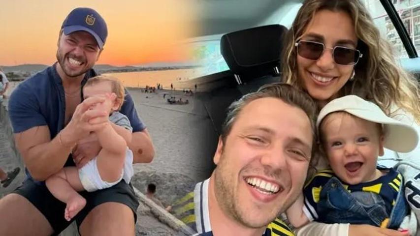 Tolga Sarıtaş ve Zeynep Mayruktan aile pozu Oğulları Ali 1 yaşında