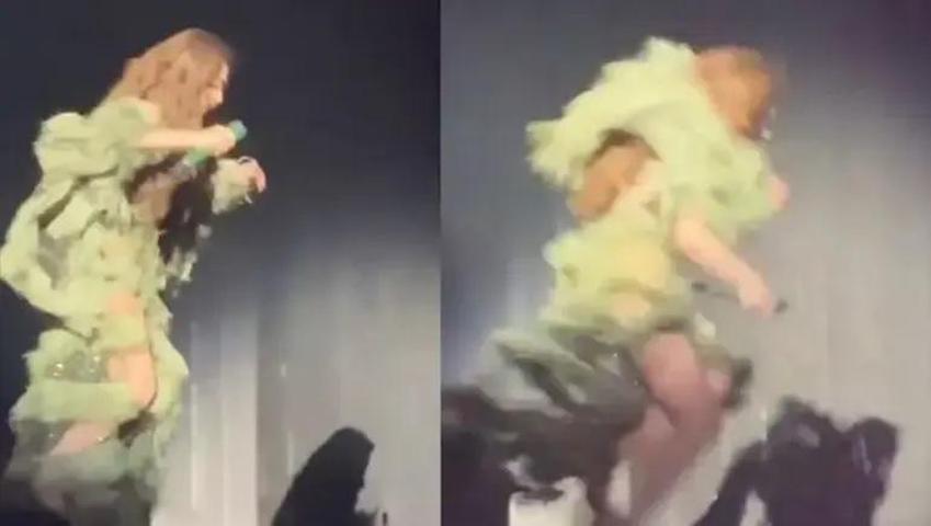 TALİHSİZ KAZA Jane Zhang konserde yaklaşık 2 metre yükseklikten düştü