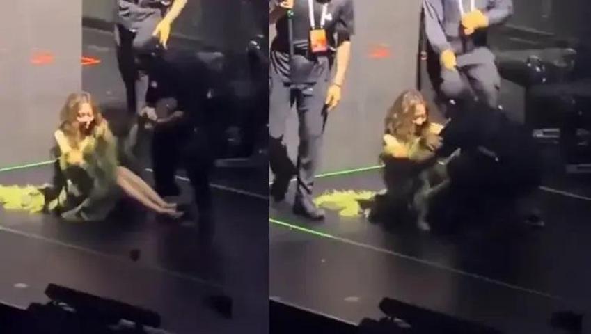 TALİHSİZ KAZA Jane Zhang konserde yaklaşık 2 metre yükseklikten düştü